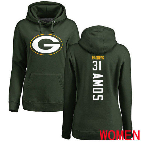 Green Bay Packers Green Women #31 Amos Adrian Backer Nike NFL Pullover Hoodie Sweatshirts